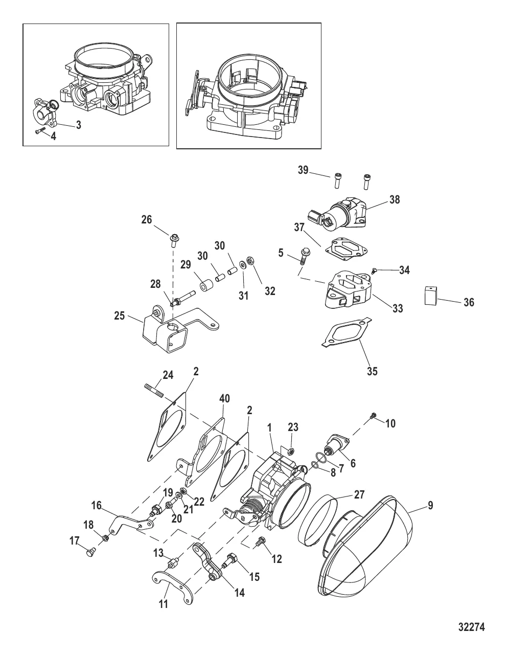 Корпус дроссельной заслонки Механическое управление газом/реверсом
