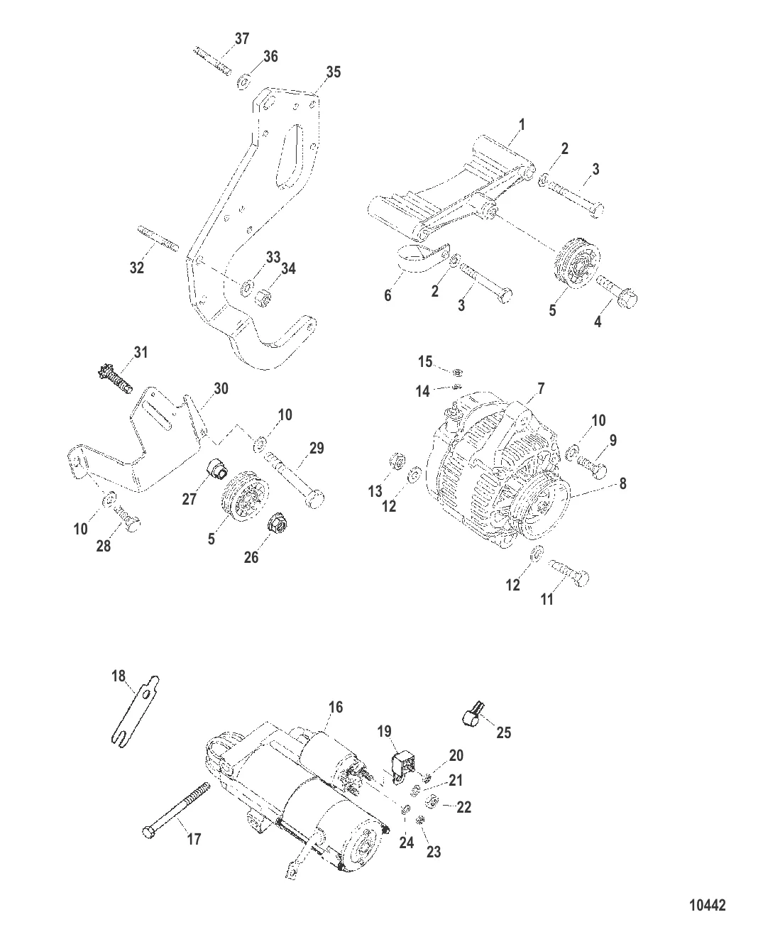 Монтаж стартера и генератора