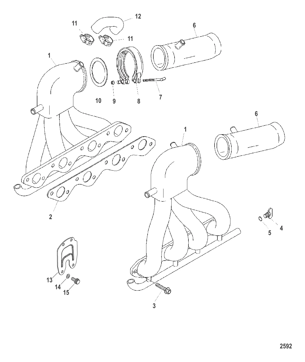 Выпускной коллектор / выводящая труба глушителя в сборе