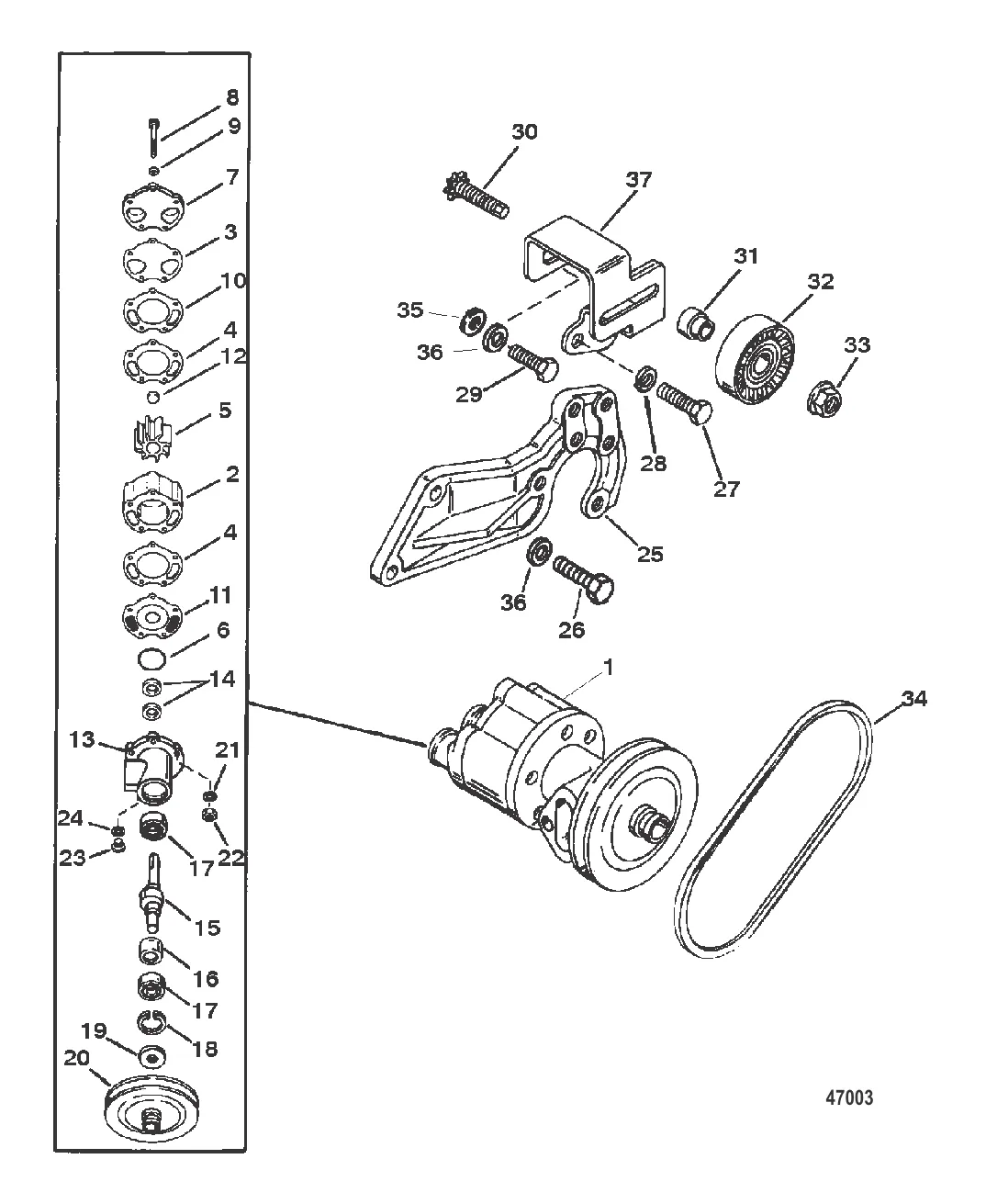 НАСОС ДЛЯ ЗАБОРТНОЙ ВОДЫ В СБОРЕ (с 0D725676 по 0F877642)