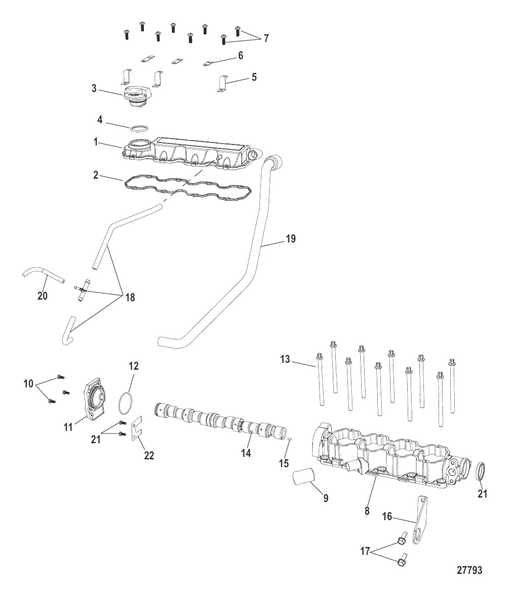 Блок цилиндра Выемка между распределительными валами