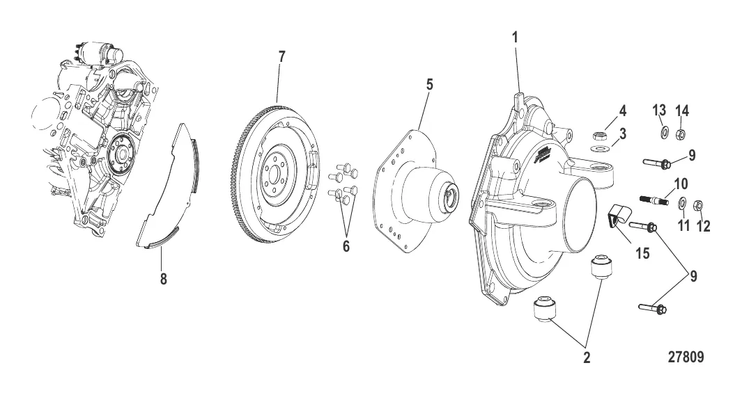 Блок цилиндра Корпус маховика и соединительная муфта