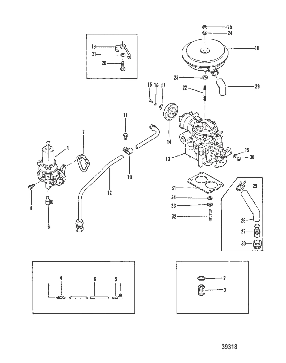 ТОПЛИВНЫЙ НАСОС И КАРБЮРАТОР (СТАРАЯ КОНСТРУКЦИЯ)