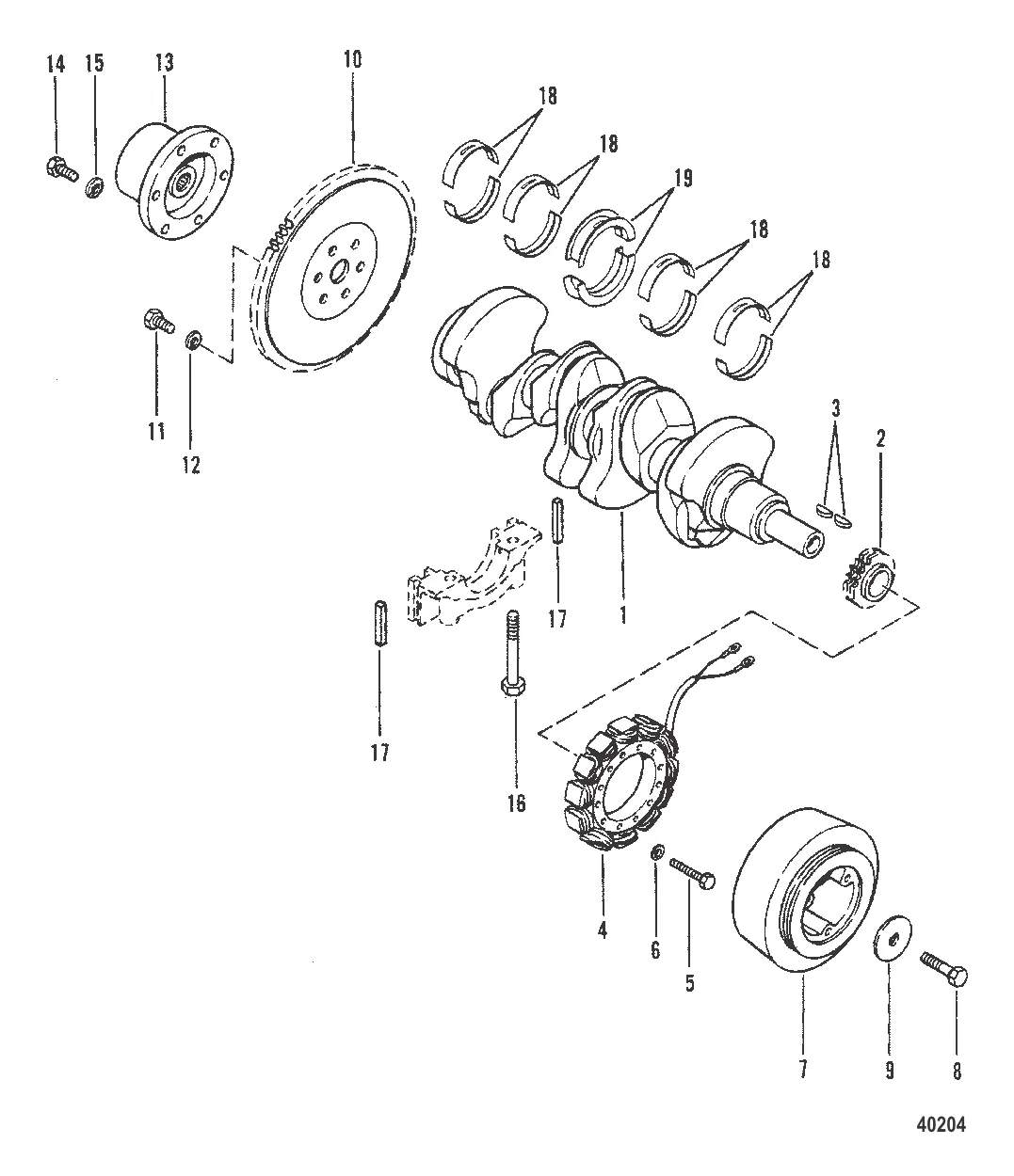 КОЛЕНЧАТЫЙ ВАЛ МАХОВИК И ГЕНЕРАТОР