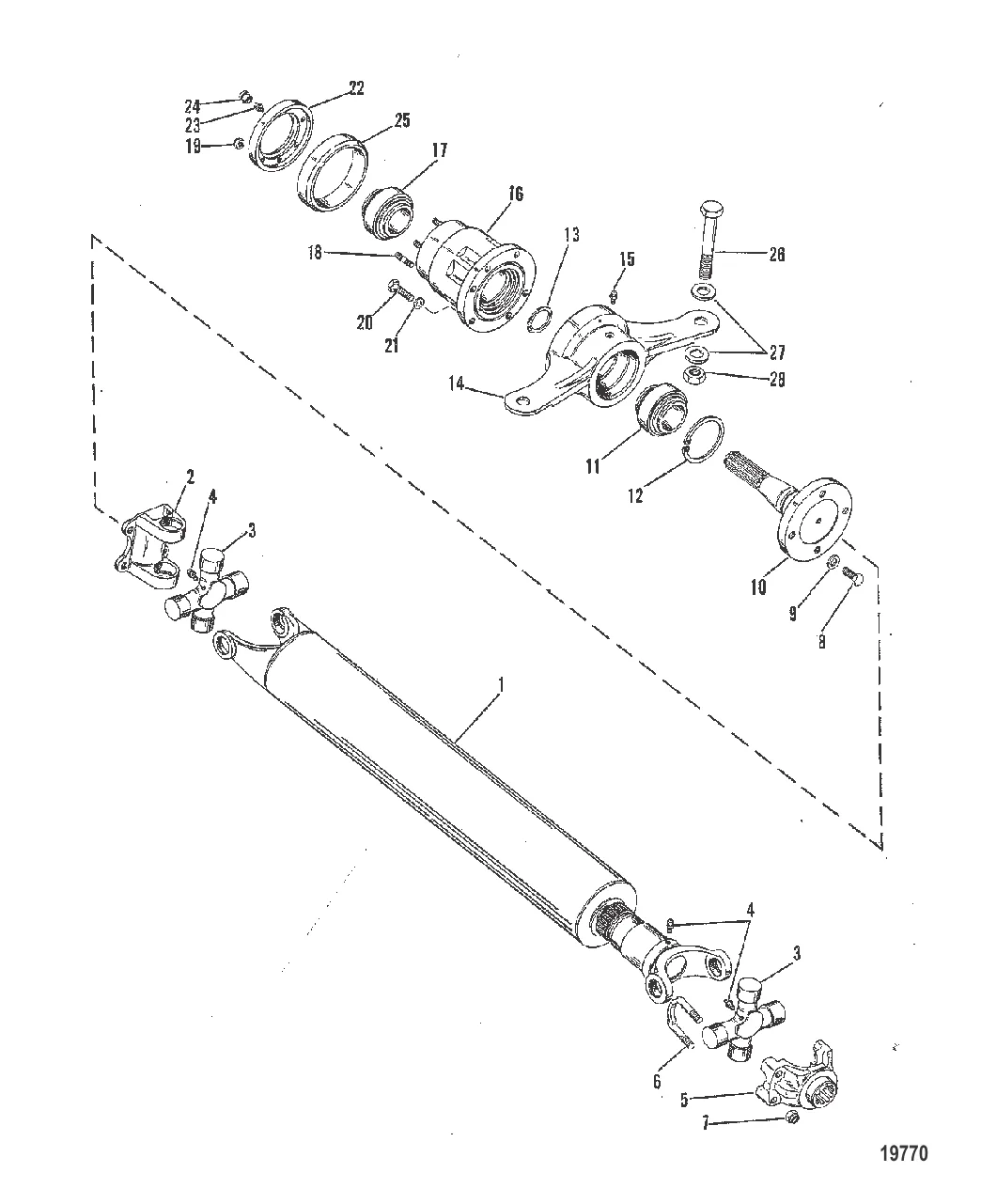 Ведущий вал и натяжное устройство (Левосторонняя установка в шахматной конфигурации)