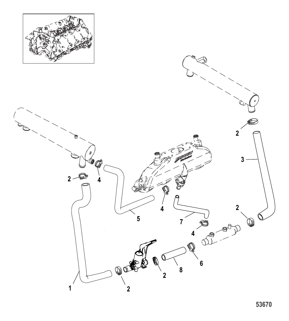 Система охлаждения Компоненты для неочищенной воды, левый борт