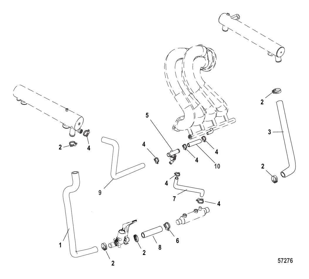 Система охлаждения Компоненты для неочищенной воды, левый борт