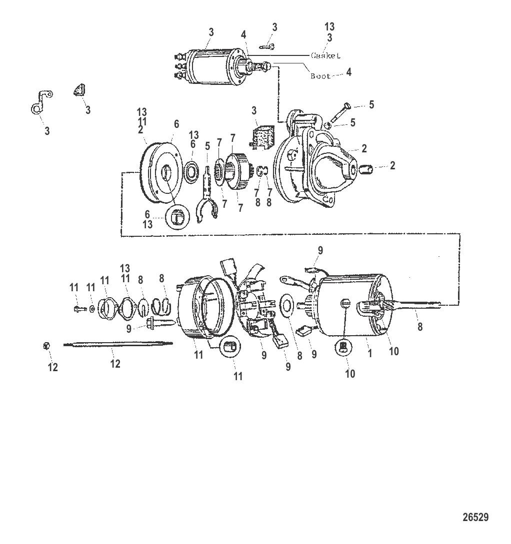 Стартер в сборе (Модели с карданной передачей) (50-808011A1)