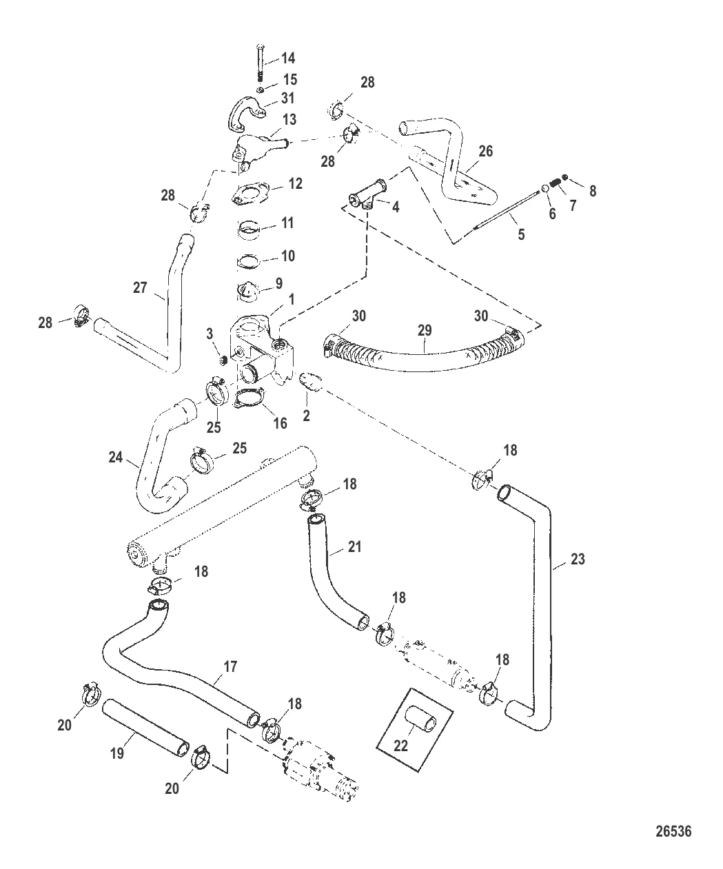 Корпус термостата и водяные шланги