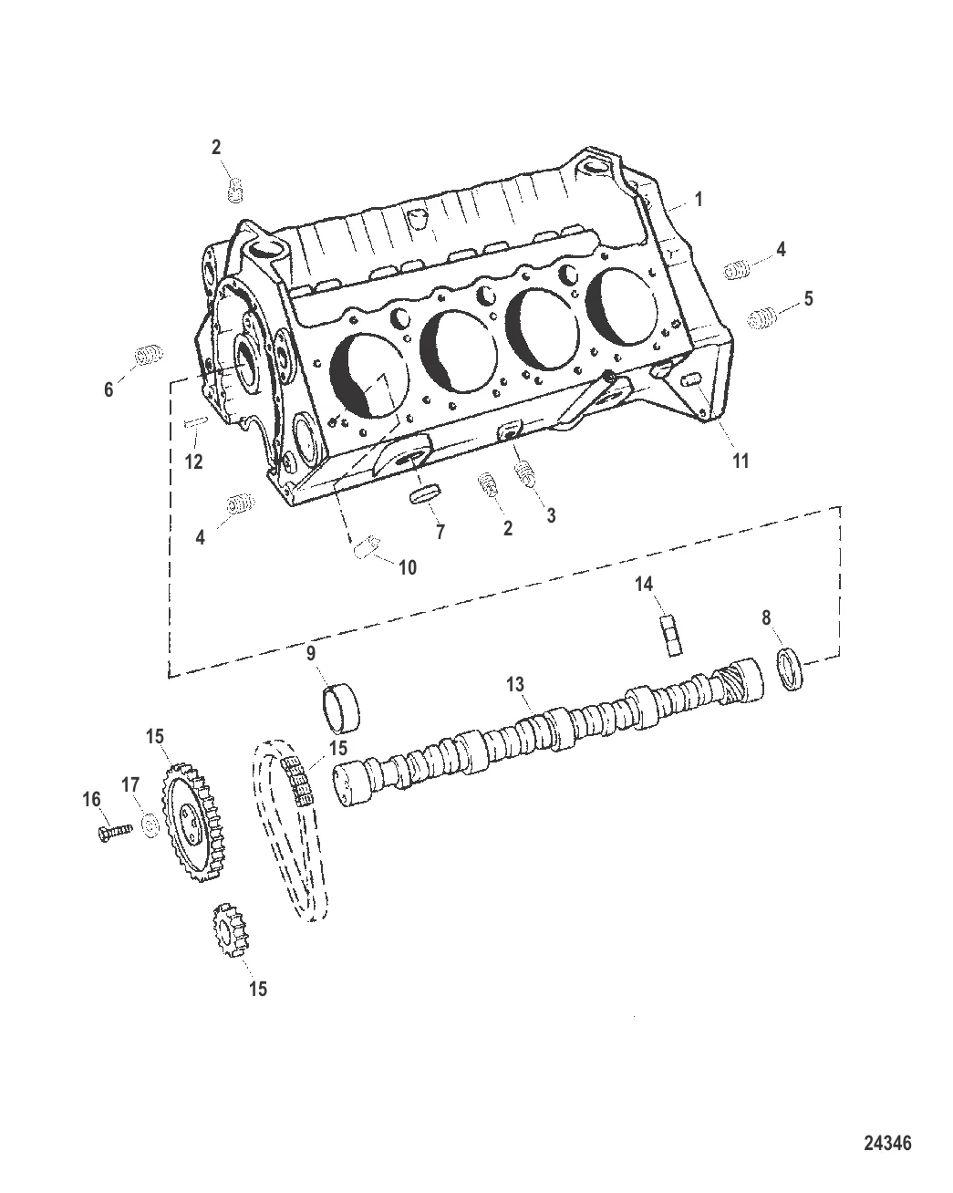 Блок цилиндров и распределительный вал