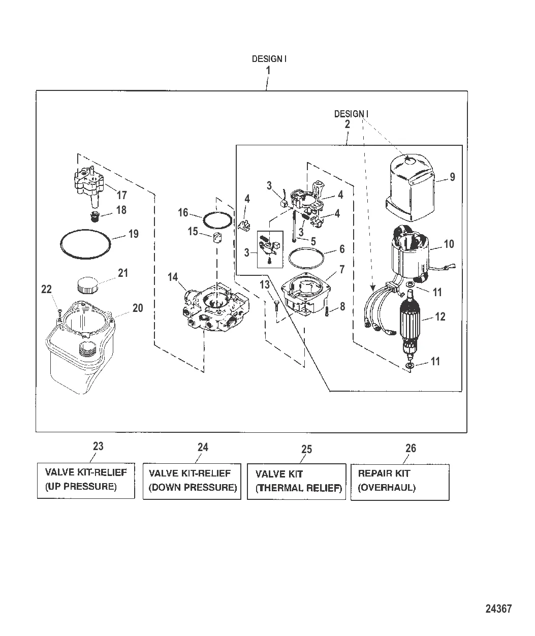 Насос/двигатель в сборе (Конструкция I – 14336A20)