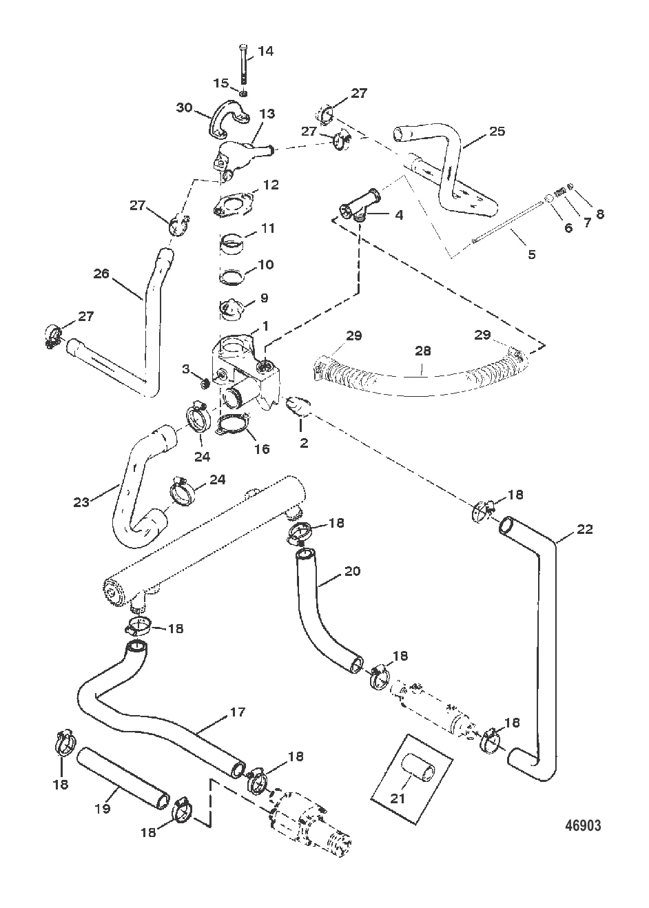 КОРПУС ТЕРМОСТАТА И ВОДЯНЫЕ ШЛАНГИ