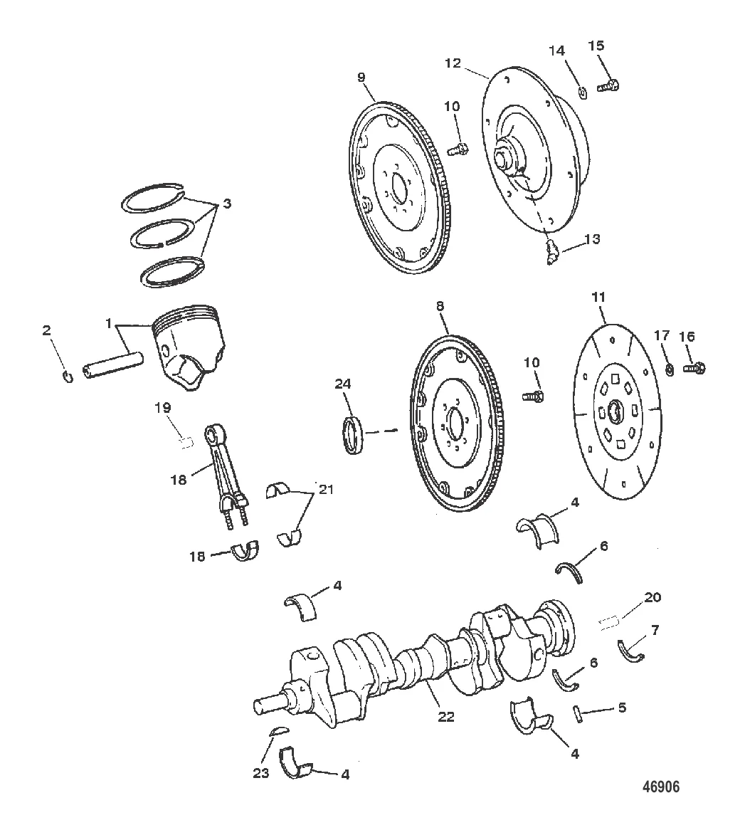 КОЛЕНЧАТЫЙ ВАЛ, ПОРШНИ И ШАТУН В СБОРЕ