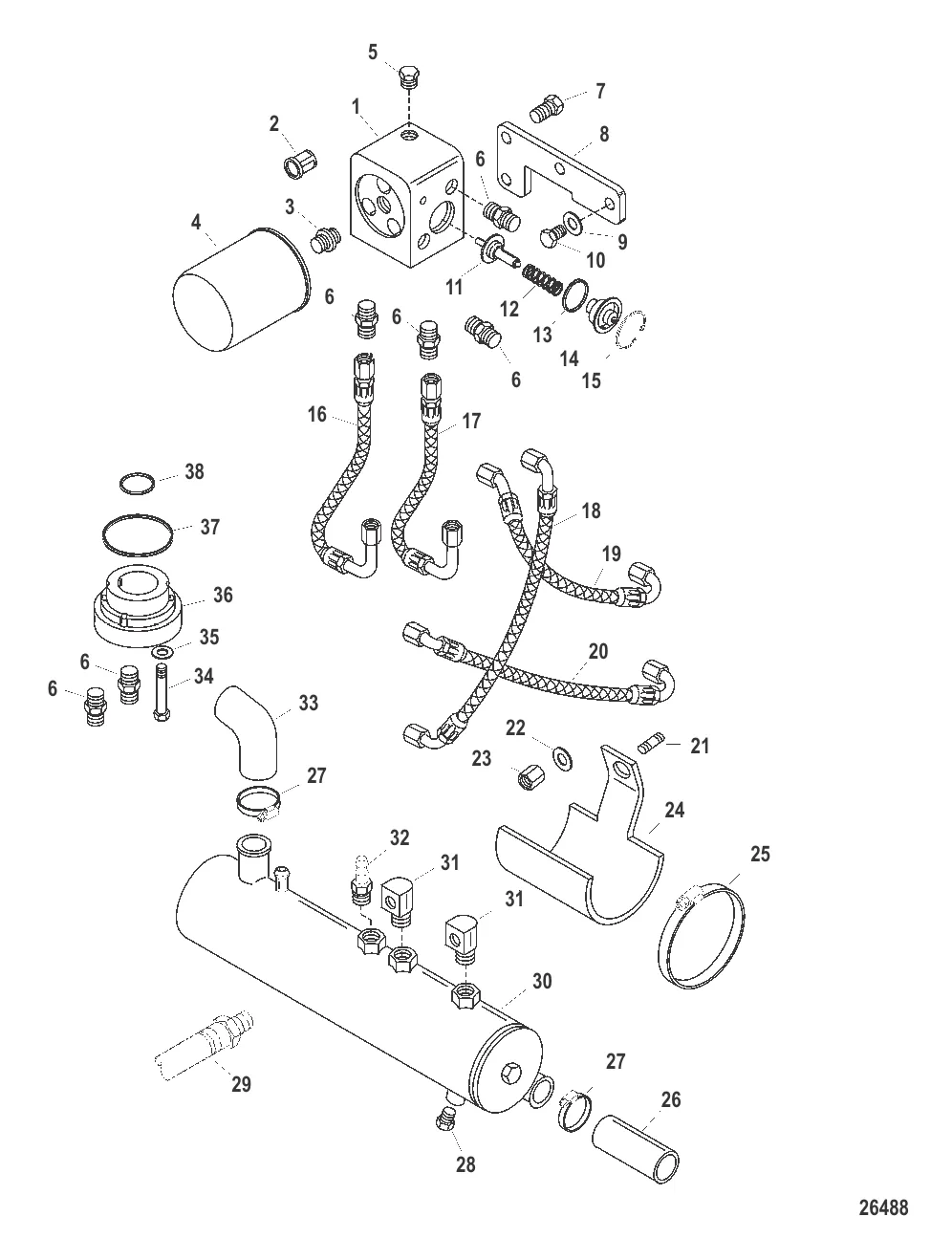 Корпус термостата и охладитель масла