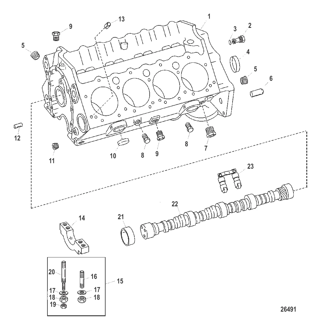 Блок цилиндров и распределительный вал
