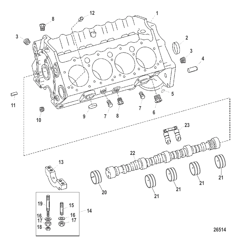 Блок цилиндров и распределительный вал