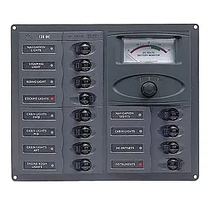 Панель переключателей 12шт с предохранителями постоянного тока и амперметром 902-AM