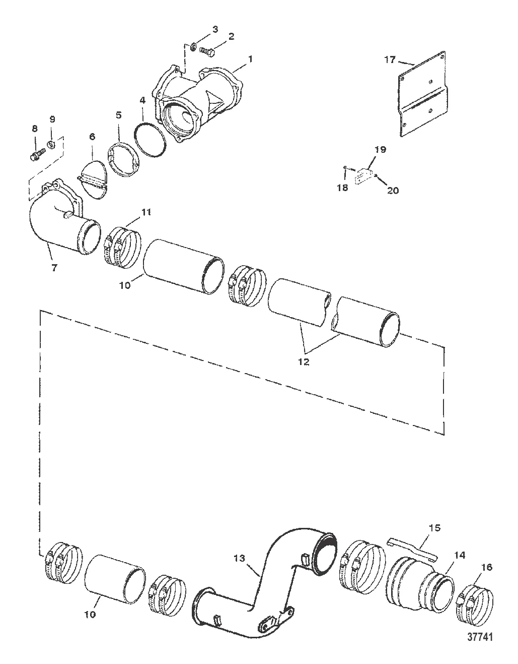 КОМПОНЕНТЫ УДЛИНИТЕЛЯ ВЕДУЩЕГО ВАЛА (МОДЕЛИ С ПРОМЕЖУТОЧНЫМ ВАЛОМ)