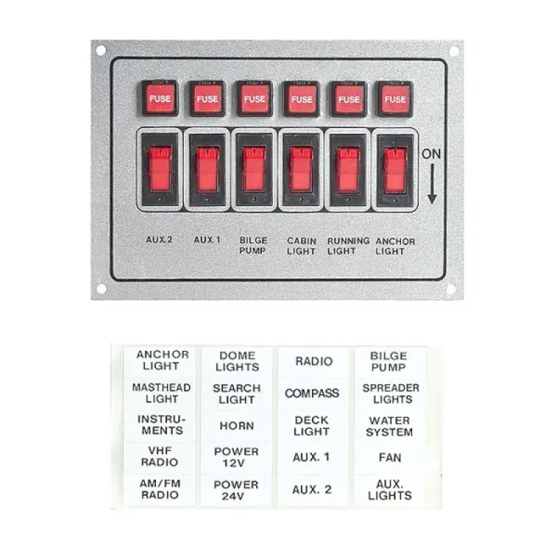 EASTERNER Панель переключателей 6шт горизонтальная серая из алюминия