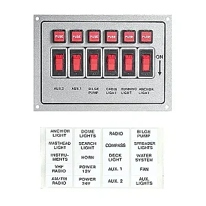 Панель переключателей 6шт горизонтальная серая из алюминия C91318