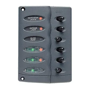 Панель переключателей 6шт брызгозащищенная с предохранителями типа PTC CSP6-PTC