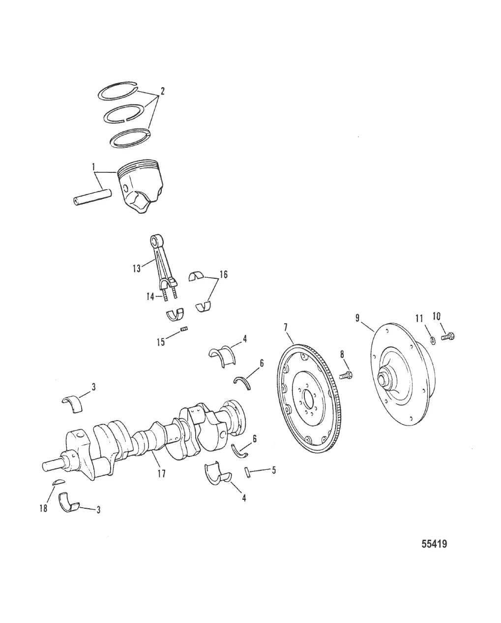 CRANKSHAFT PISTONS AND CONNECTING RODS