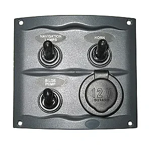 Панель переключателей 3шт с гнездом прикуривателя цвет графит 3WPS