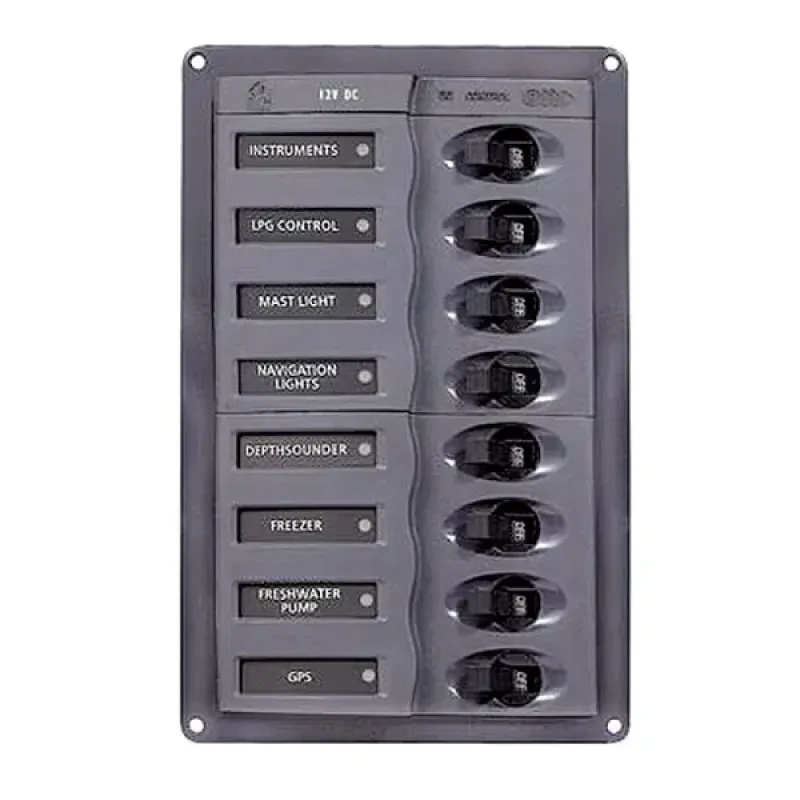 BEP Marine Панель переключателей 8шт с предохранителями постоянного тока