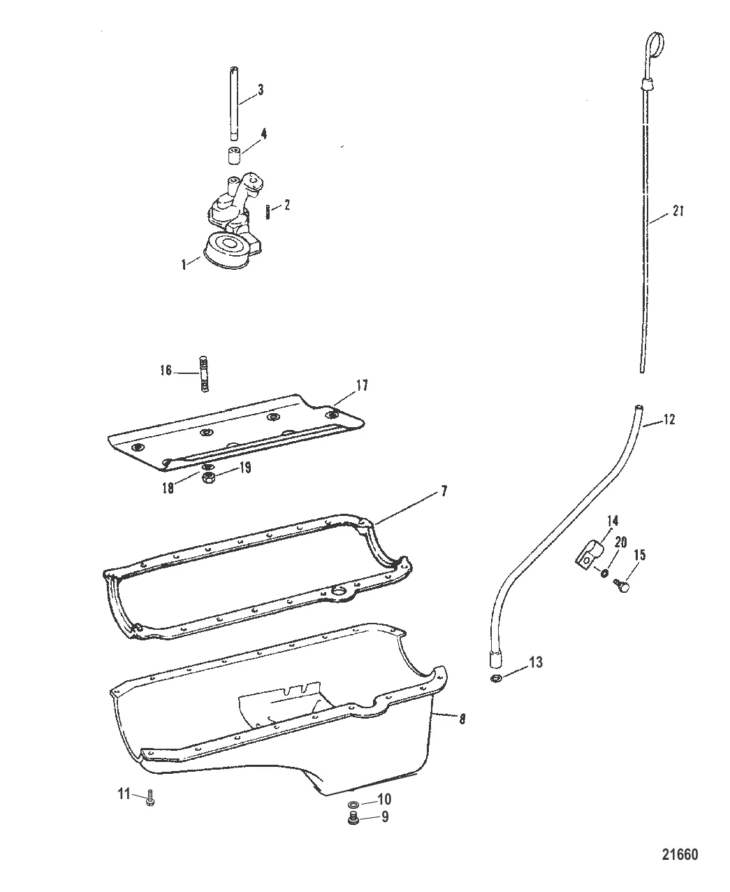 Oil Pan And Oil Pump (Serial # 0D725500 Thru 0D937011)