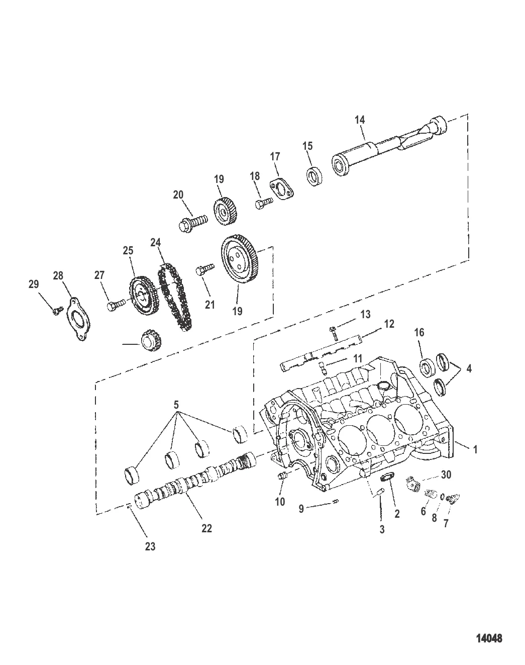 Блок цилиндров и распределительный вал