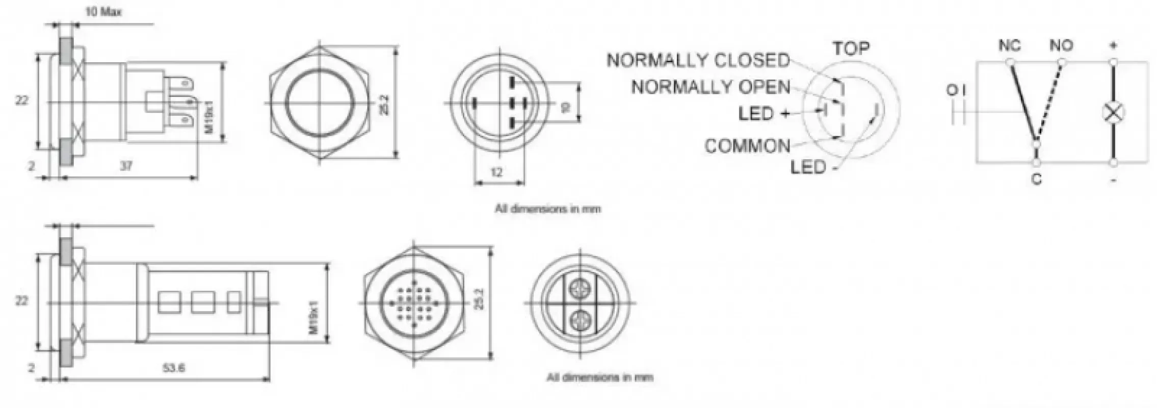 BEP Marine Переключатель кнопочный с фиксацией вкл/выкл красная подсветка 12В