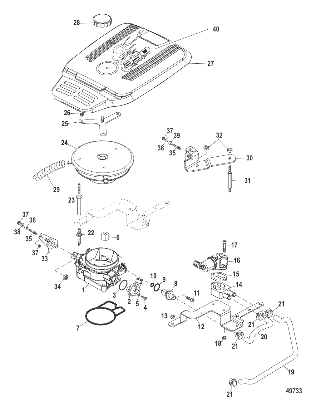Корпус дроссельной заслонки (Механическое управление газом и реверсом)