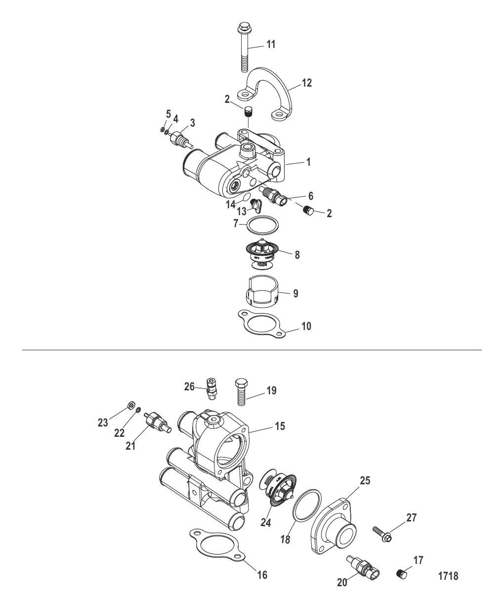 Thermostat and Housing (Single and 3 Point Drain)