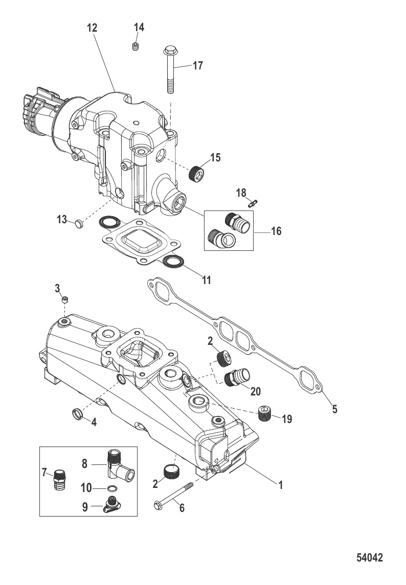Выхлопной коллектор и коленчатый патрубок