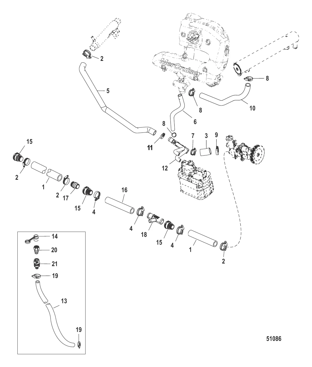 Cooling System Raw Water Components, Starboard