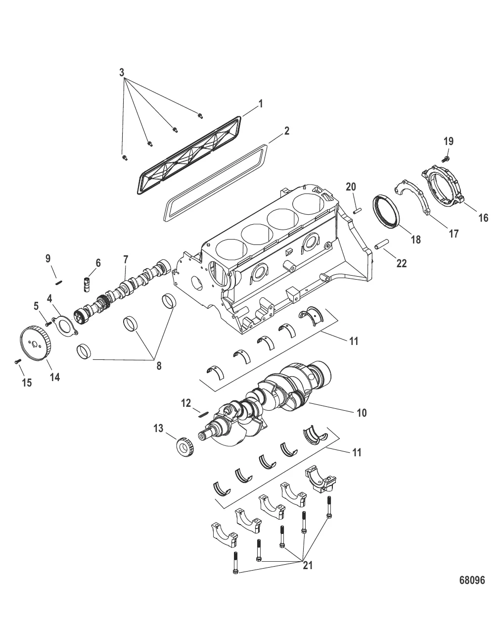 Блок цилиндра Коленчатый вал и распределительный вал