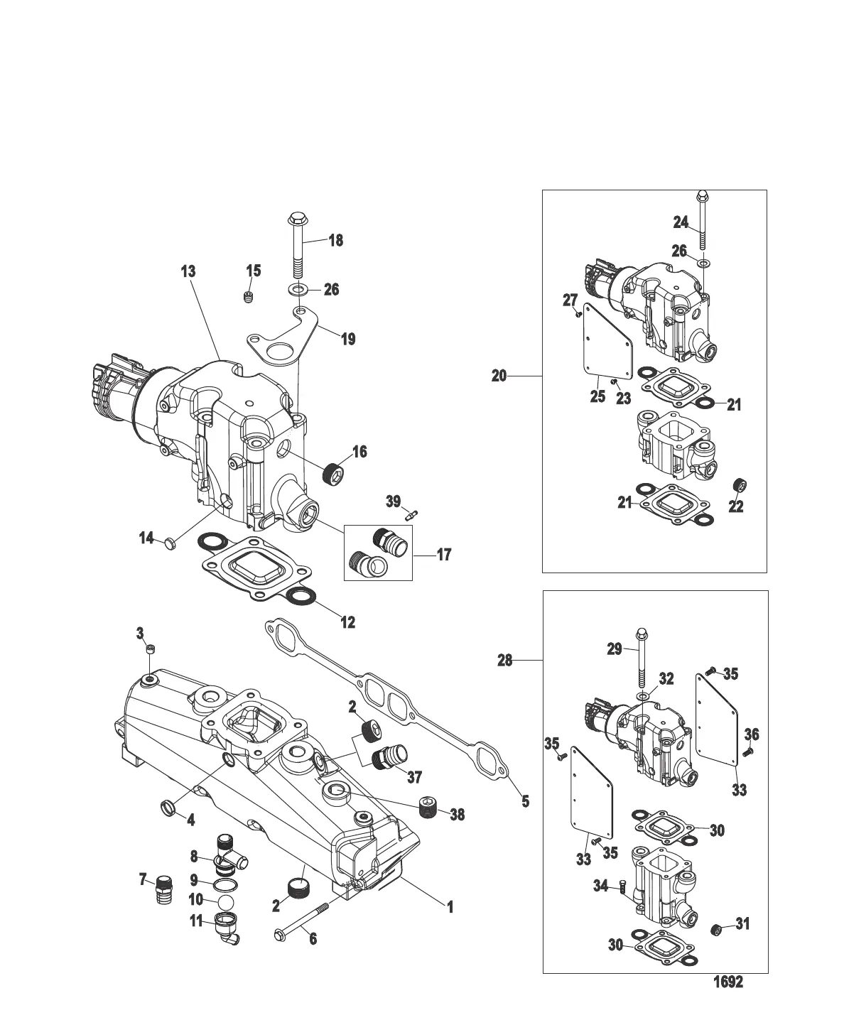 Выхлопной коллектор и коленчатый патрубок