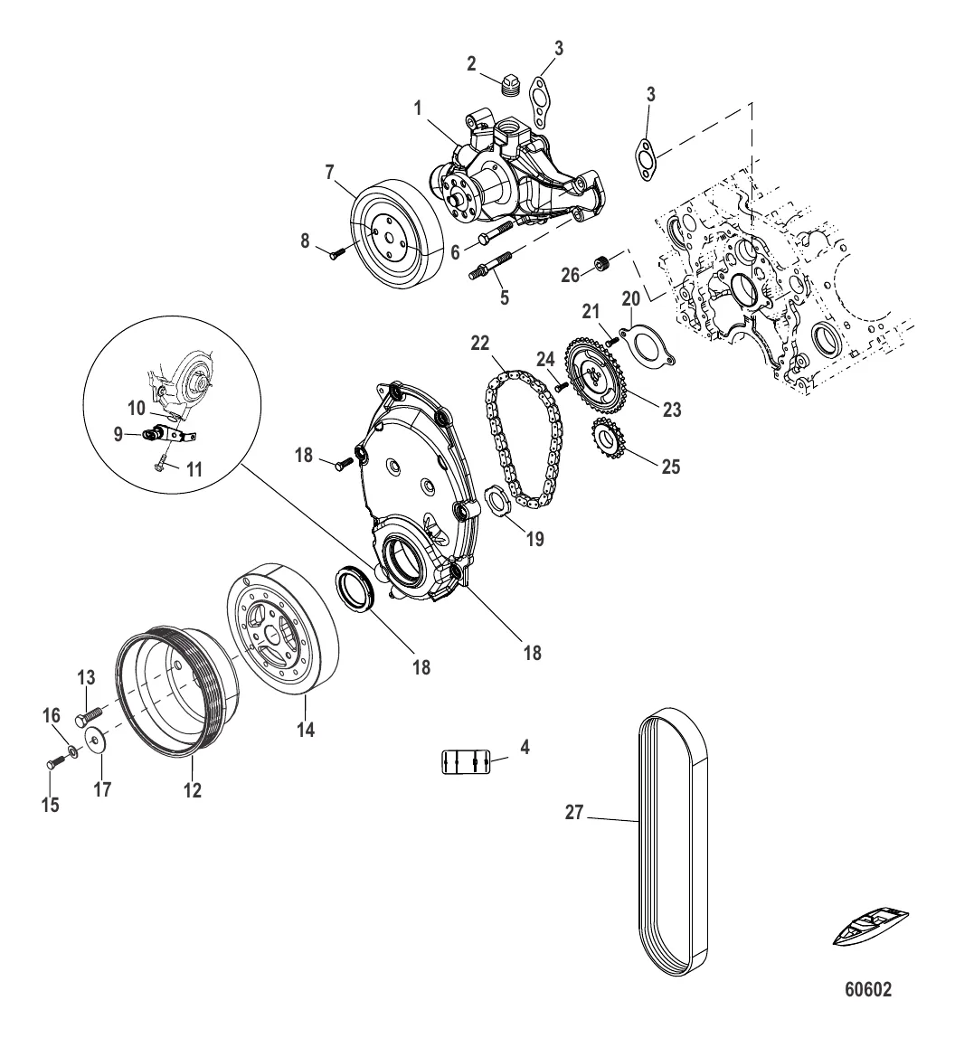 Передняя крышка и циркуляционный насос