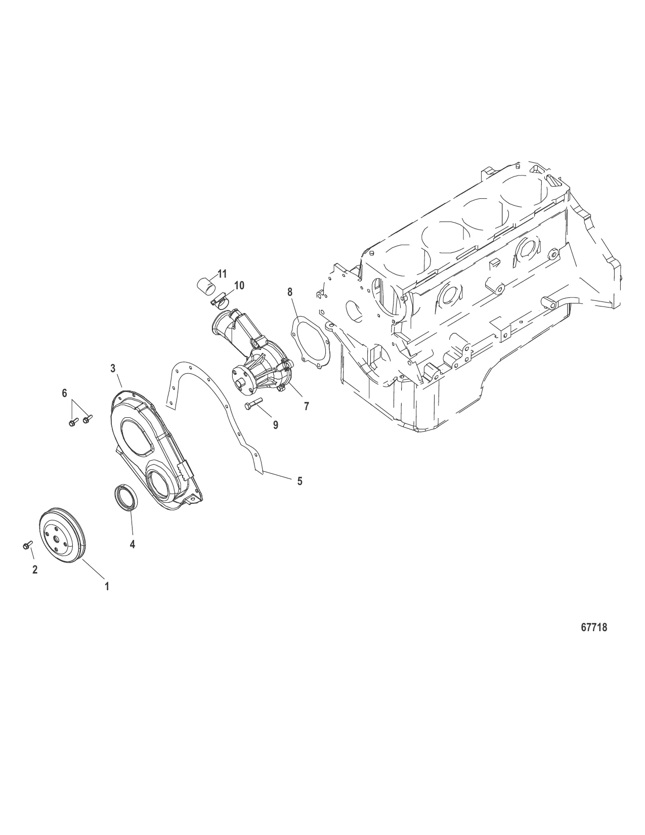 Блок цилиндра Передняя крышка и циркуляционный насос