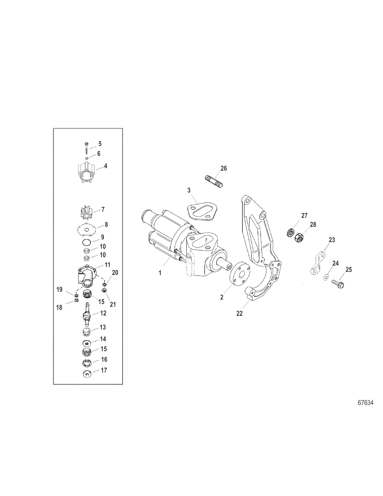 Насос для забортной воды в сборе