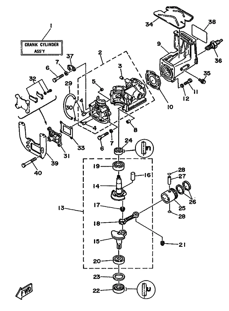 Цилиндр и картер двигателя