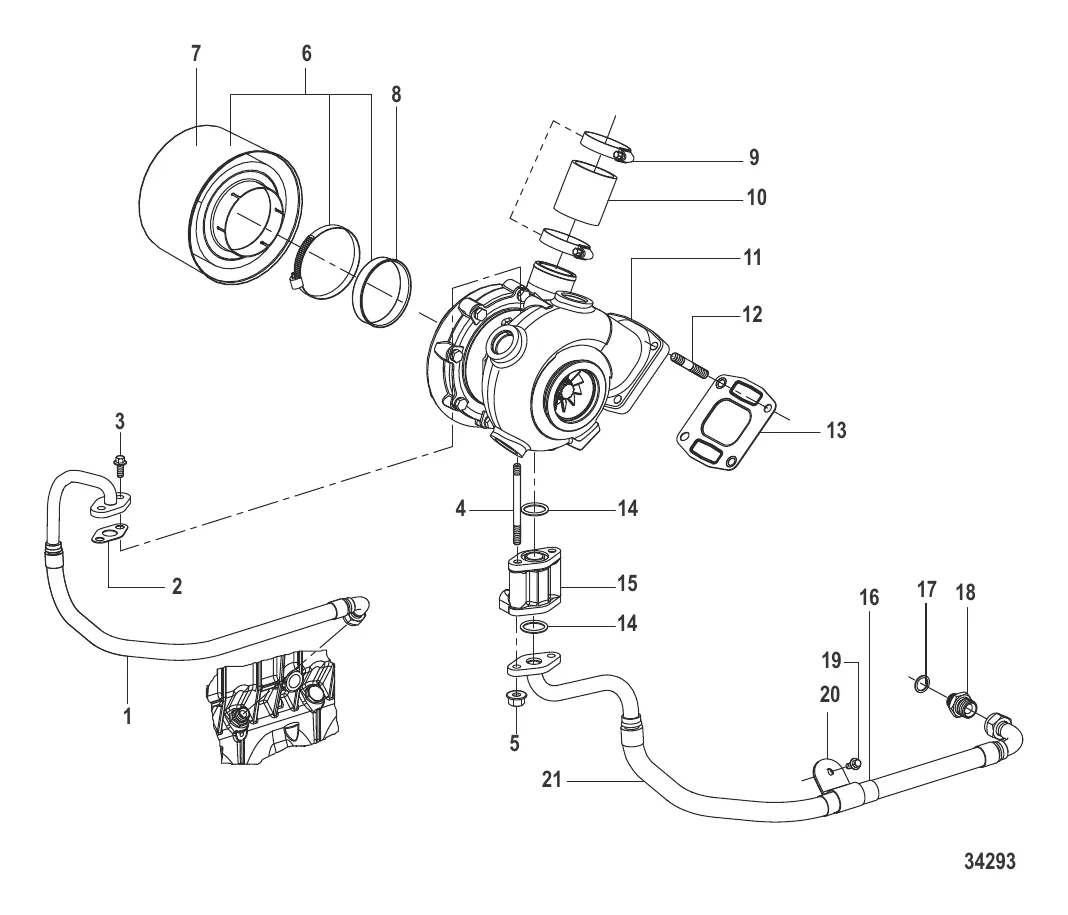 Турбонагнетатель и воздушный фильтр в сборе
