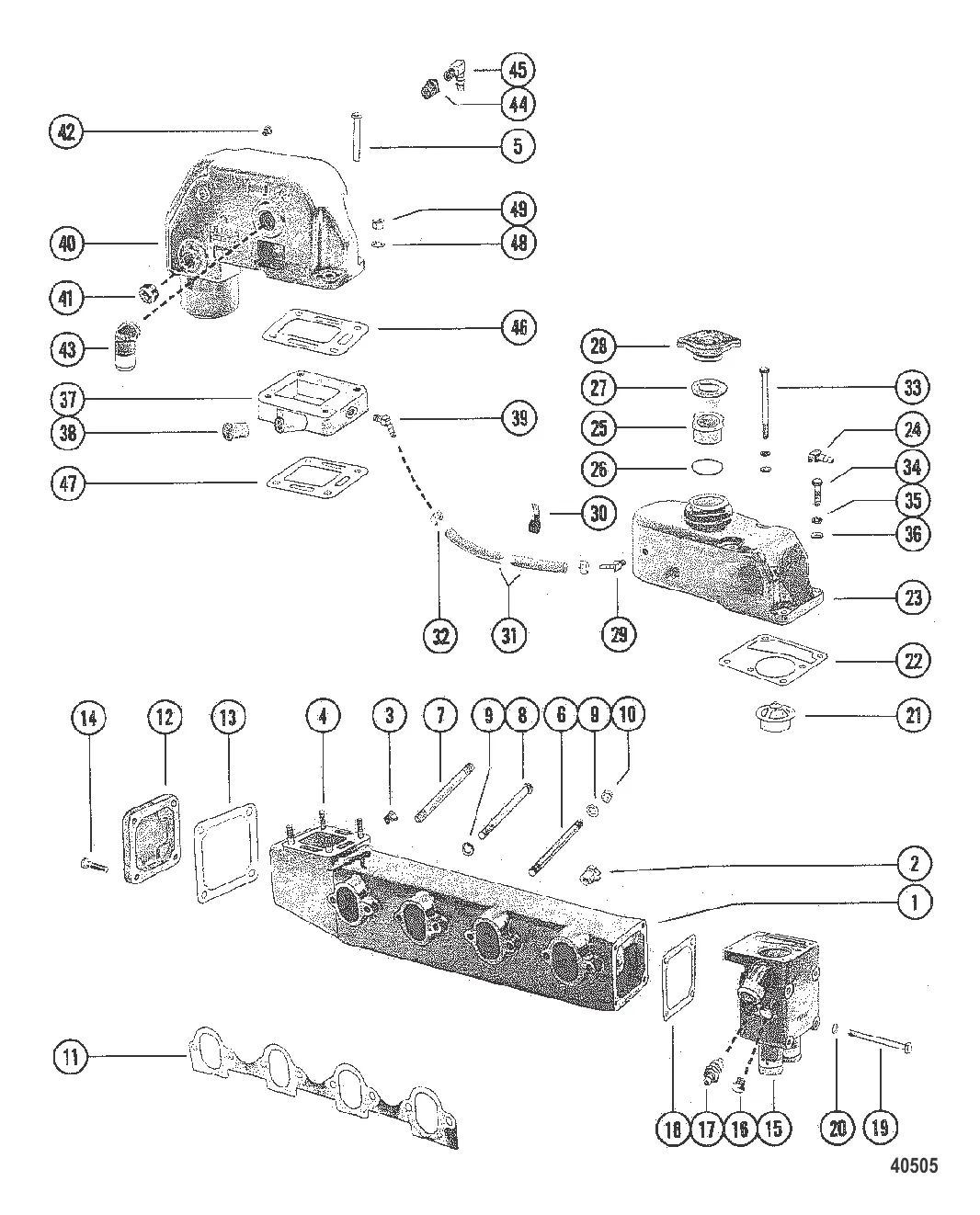 Выхлопной коллектор и коленчатый патрубок (БОРТОВЫЕ ДВИГАТЕЛИ)