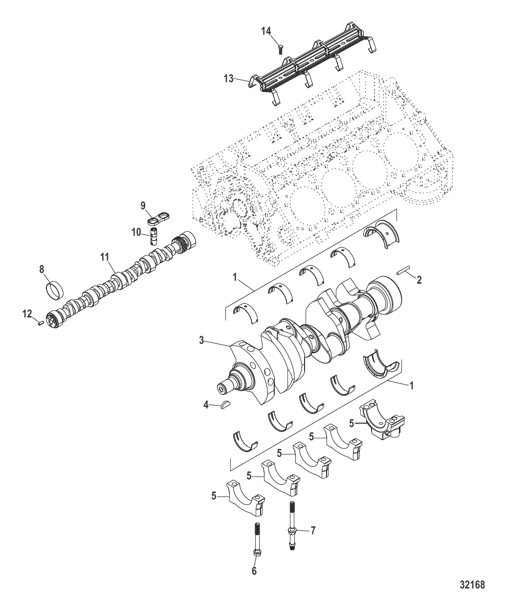 Блок цилиндра Распределительный вал и коленчатый вал
