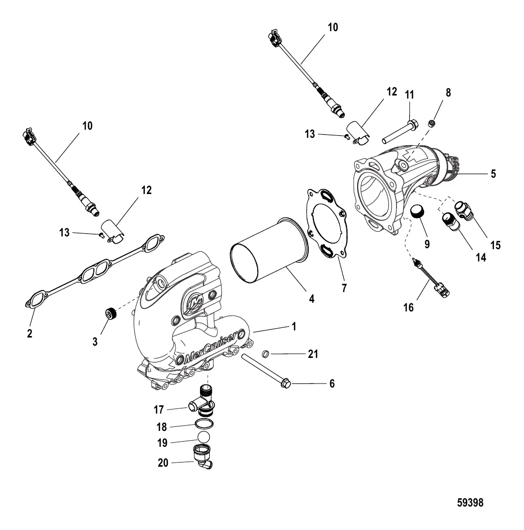 Выхлопной коллектор и коленчатый патрубок