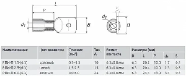 Разъем плоский изолированный (папа) 1.5-7-0.8 РПИ-П 1.5-(6.3) (РПИ-П 1.5-7-0.8)