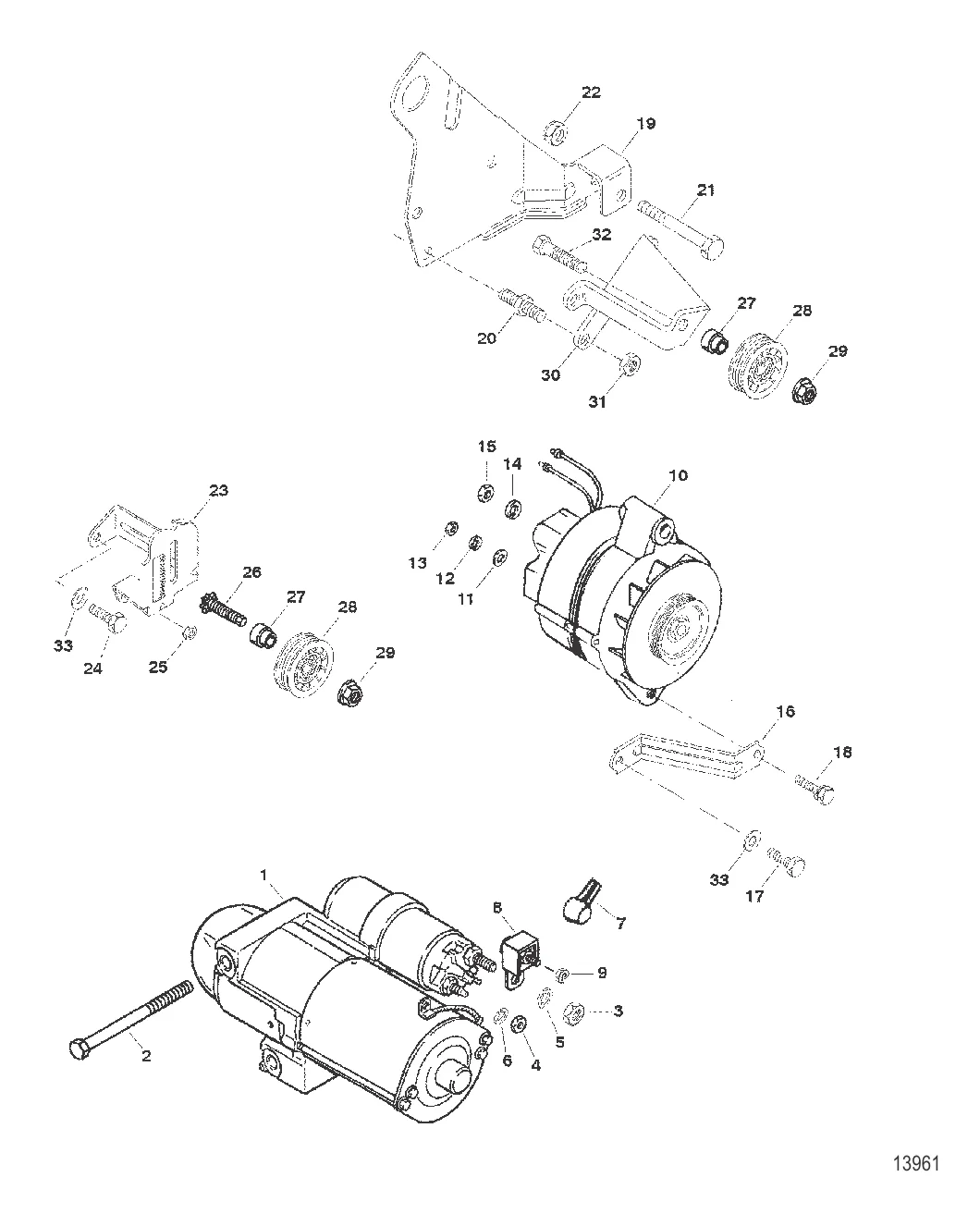 Крепления стартера и генератора