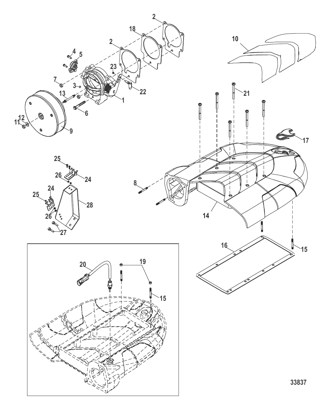 Корпус дроссельной заслонки и воздушная камера