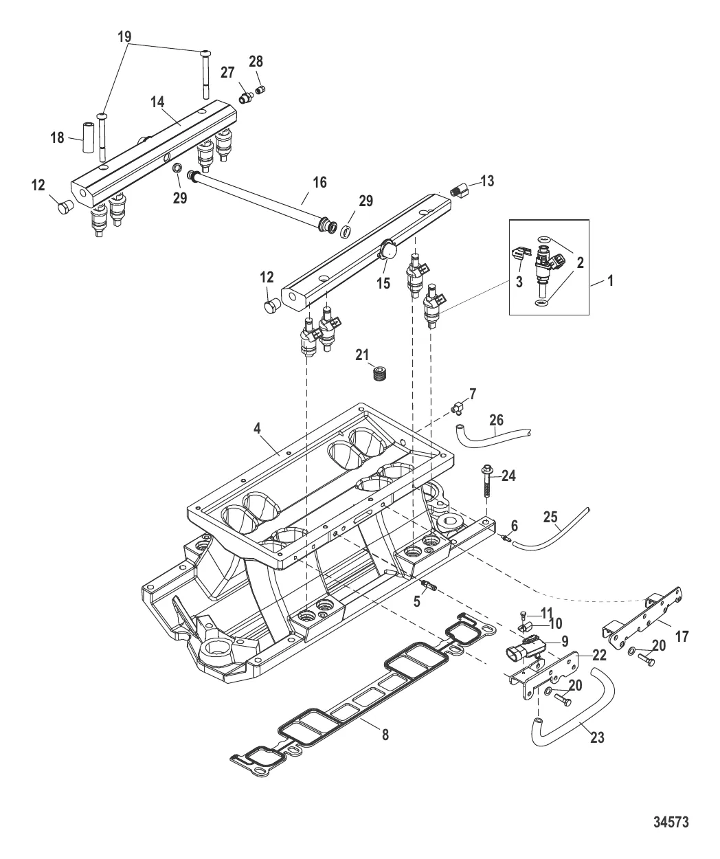 Впускной коллектор и топливная направляющая