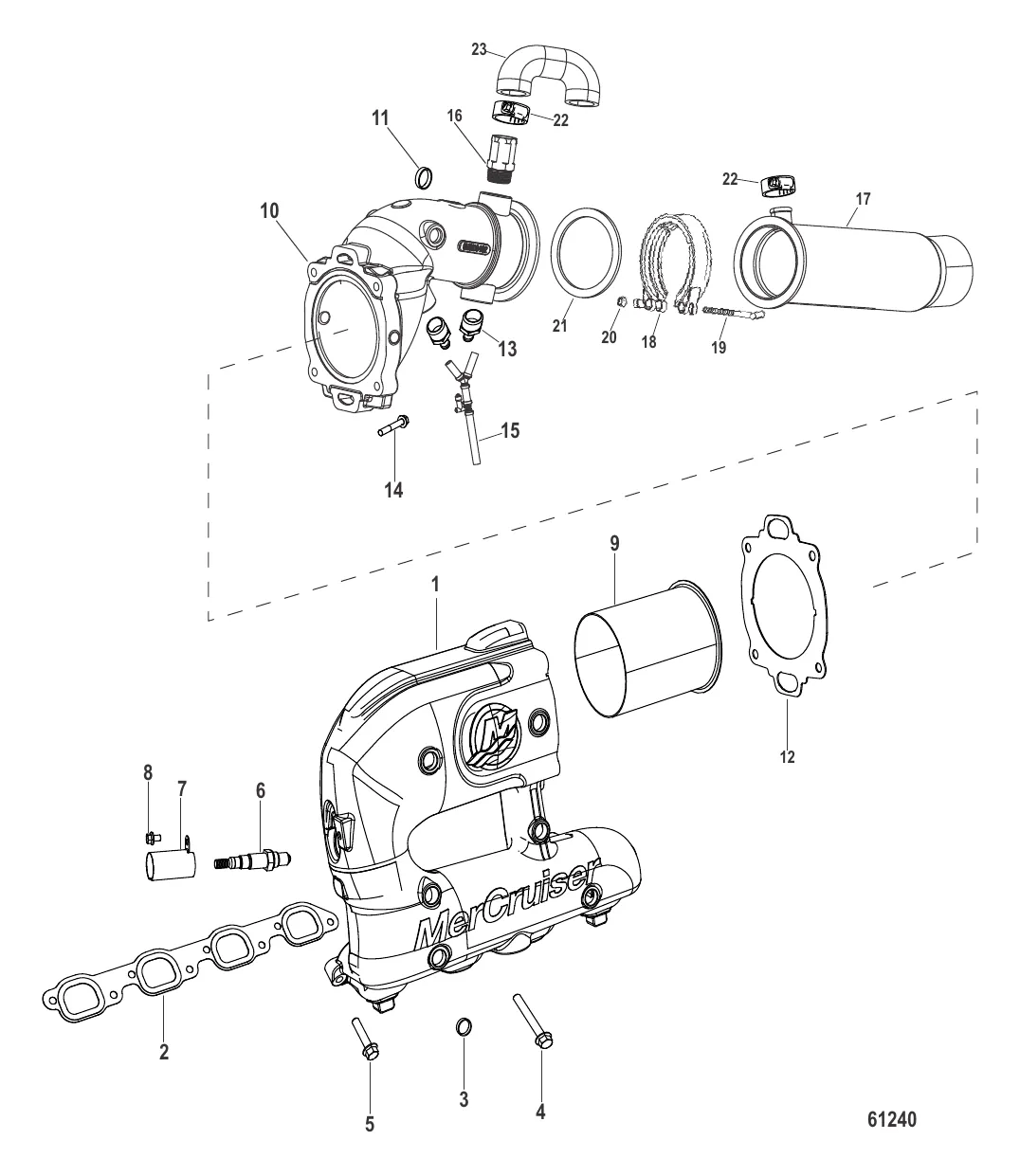 Выхлопной коллектор и коленчатый патрубок 2" MIE (2A505452 и выше)